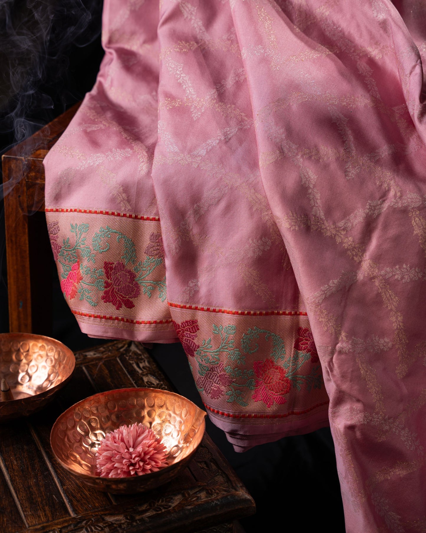 Banarasi Silk Jamdani Jaal Baby Pink Saree