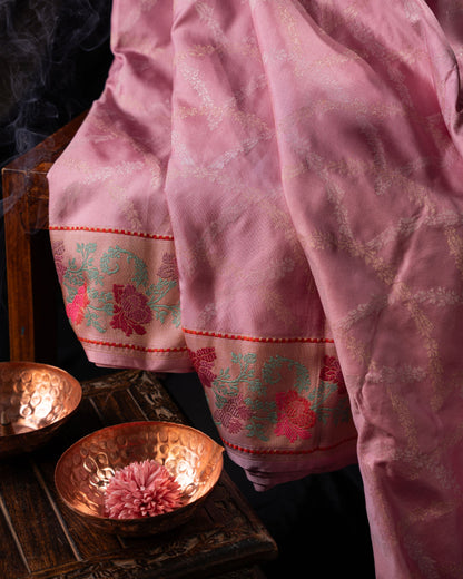 Banarasi Silk Jamdani Jaal Baby Pink Saree