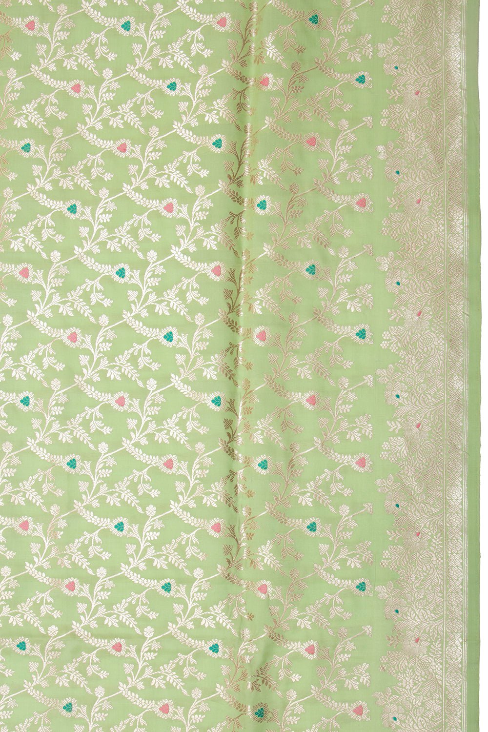 Banarasi Silk Kadwa Jaal Pastel Green Saree