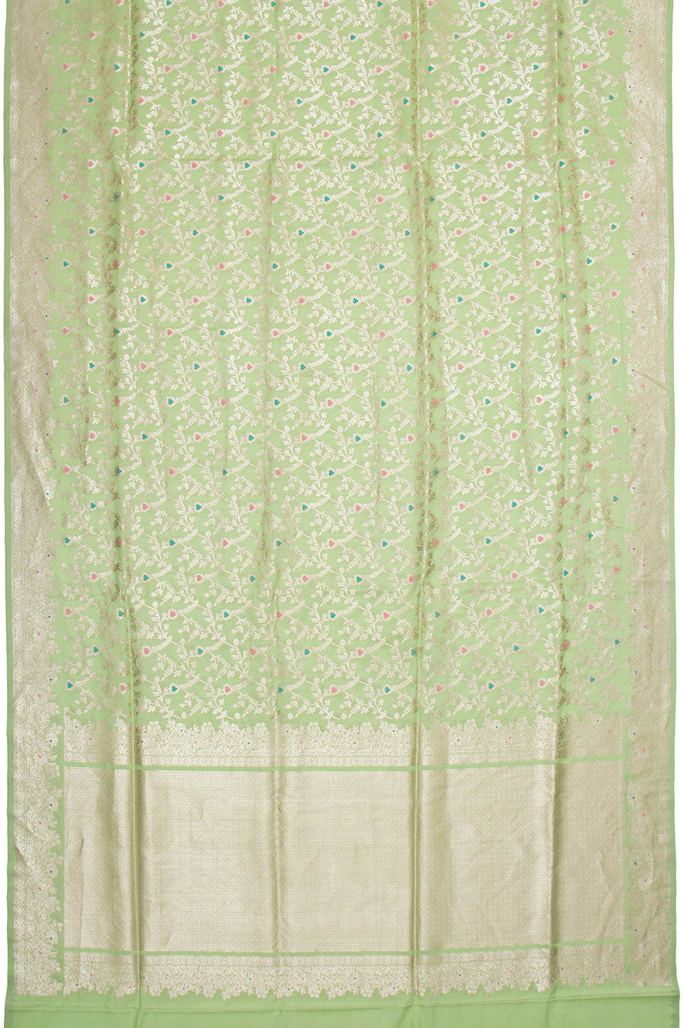 Banarasi Silk Kadwa Jaal Pastel Green Saree