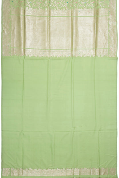 Banarasi Silk Kadwa Jaal Pastel Green Saree