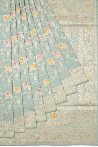 Banarasi Silk Kadwa Jaal Blue Saree