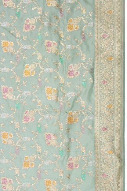 Banarasi Silk Kadwa Jaal Blue Saree