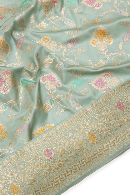 Banarasi Silk Kadwa Jaal Blue Saree