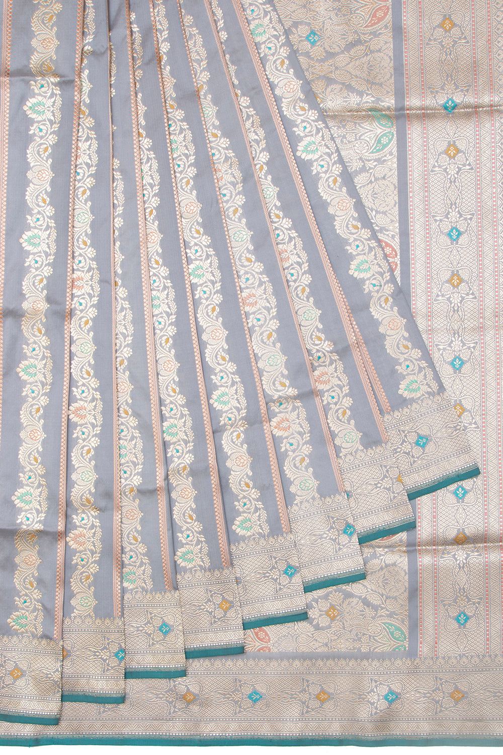 Banarasi Silk Kadwa Jaal Elephant Grey Saree