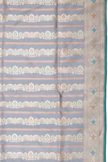Banarasi Silk Kadwa Jaal Elephant Grey Saree