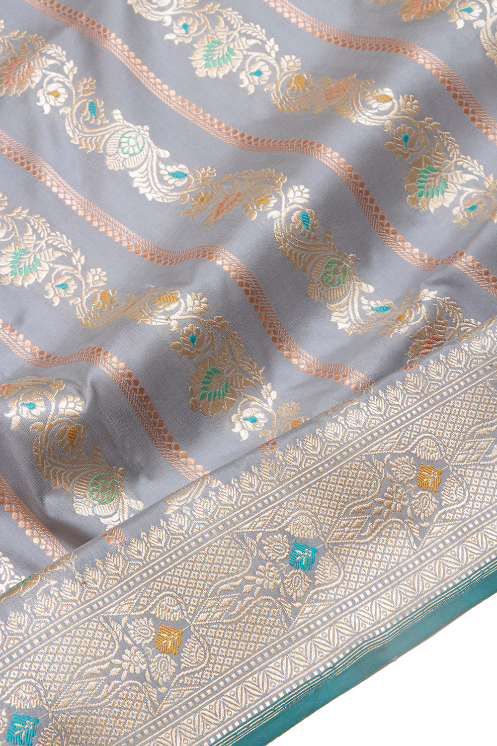 Banarasi Silk Kadwa Jaal Elephant Grey Saree