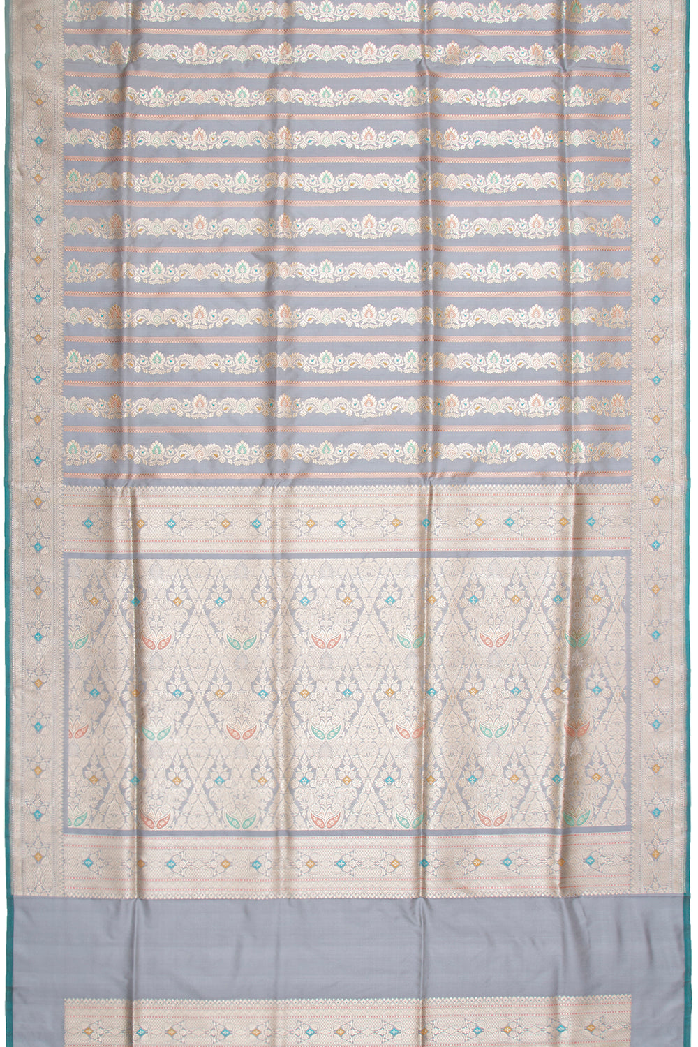 Banarasi Silk Kadwa Jaal Elephant Grey Saree