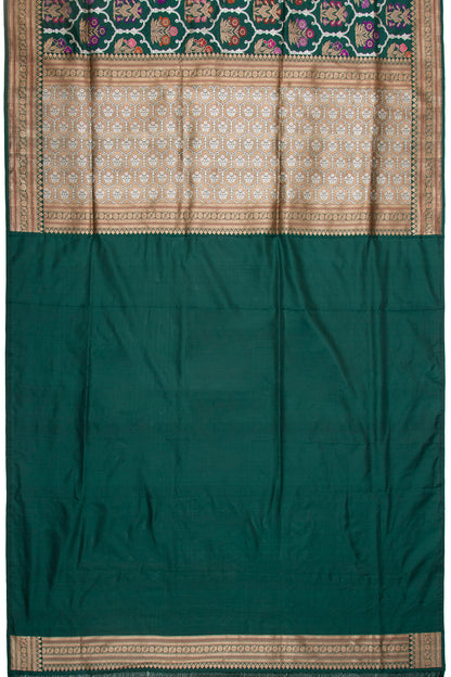 Banarasi Silk Kadwa Jaal Dark Green Saree