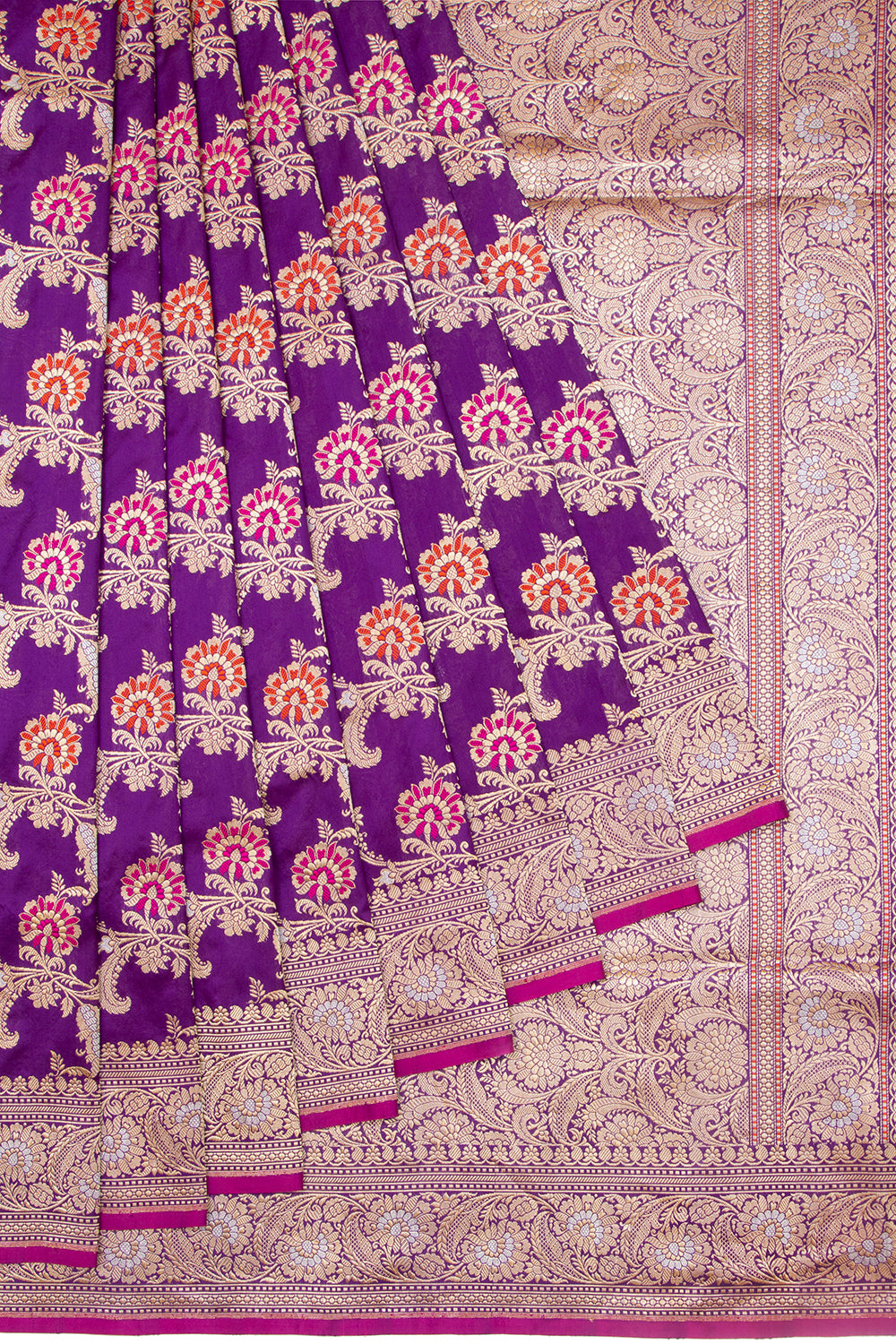 Banarasi Silk Kadwa Jaal Purple Saree
