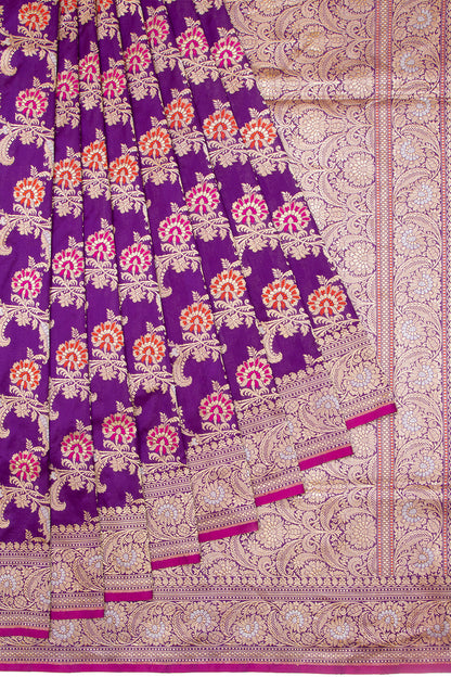 Banarasi Silk Kadwa Jaal Purple Saree