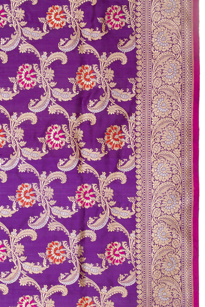 Banarasi Silk Kadwa Jaal Purple Saree