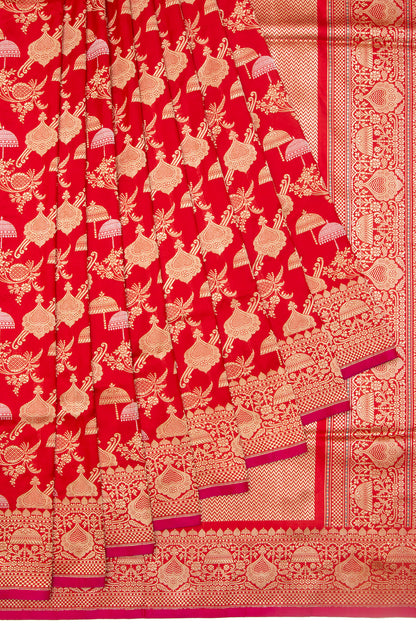 Banarasi Silk Kadwa Jaal Red Saree