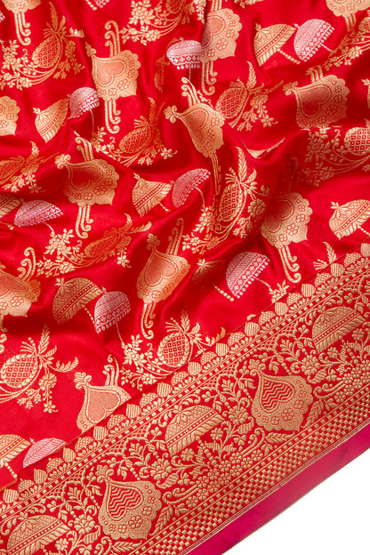 Banarasi Silk Kadwa Jaal Red Saree