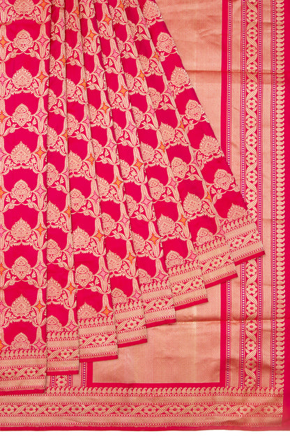 Banarasi Silk Kadwa Jaal Pink Saree