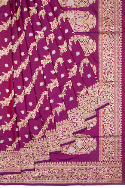 Banarasi Silk Kadwa Jaal Purple Saree