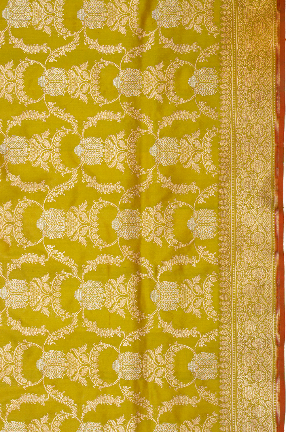 Banarasi Silk Kadwa Jaal Mehendi Green Saree