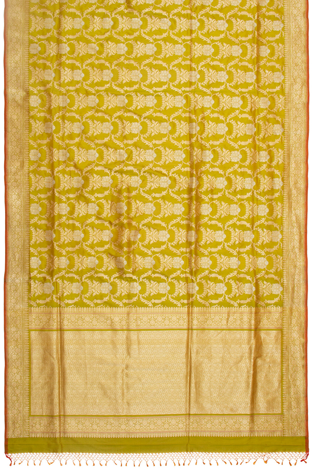 Banarasi Silk Kadwa Jaal Mehendi Green Saree