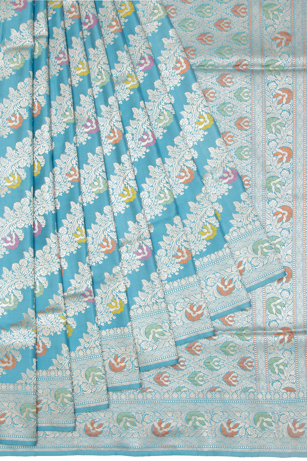 Banarasi Silk Kadwa Jaal Sky Blue Saree