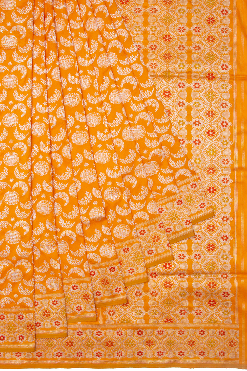 Banarasi Silk Kadwa Jaal Tangerine Orange Saree