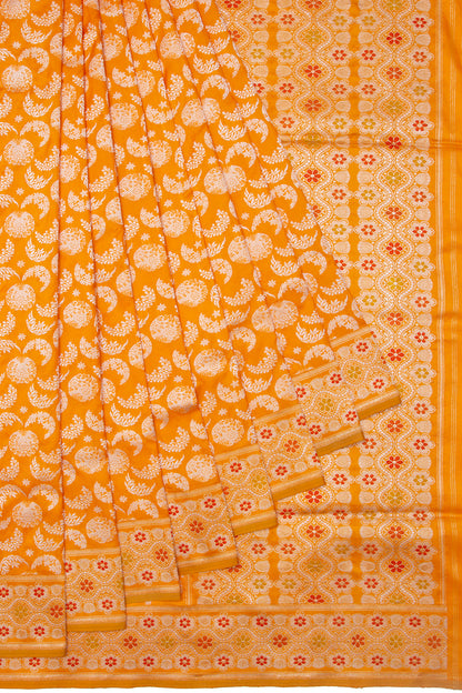 Banarasi Silk Kadwa Jaal Tangerine Orange Saree