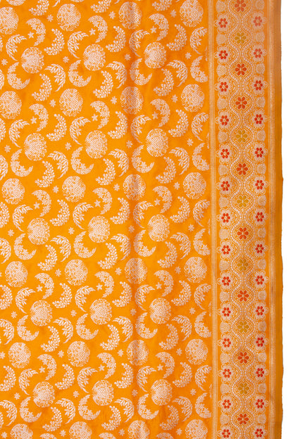 Banarasi Silk Kadwa Jaal Tangerine Orange Saree