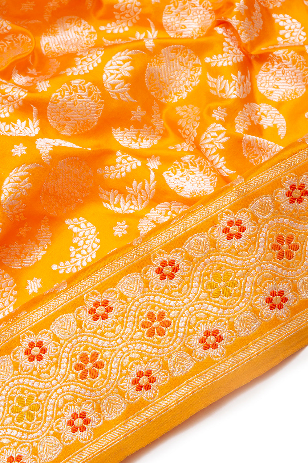 Banarasi Silk Kadwa Jaal Tangerine Orange Saree