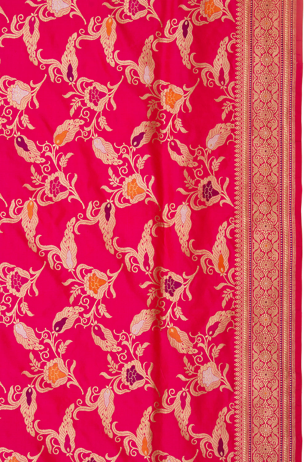 Banarasi Silk Kadwa Jaal Pinkish Red Saree