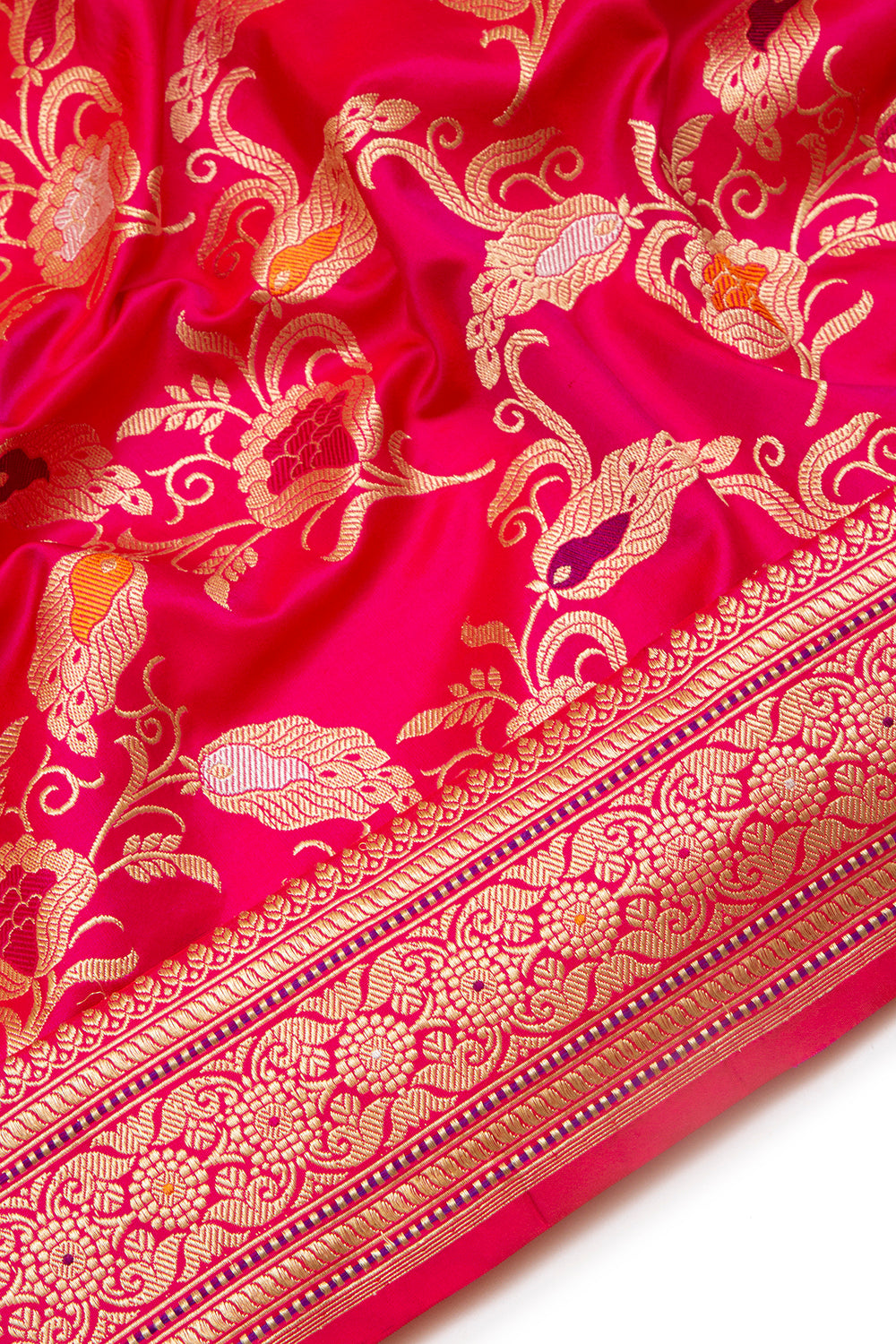 Banarasi Silk Kadwa Jaal Pinkish Red Saree