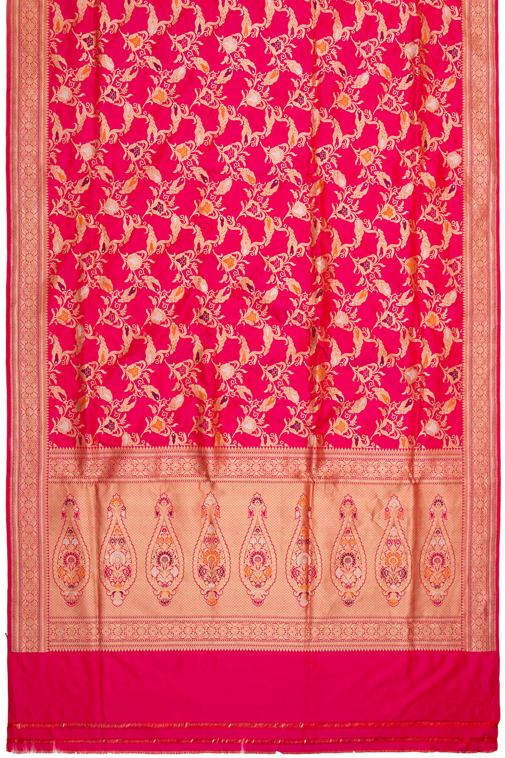Banarasi Silk Kadwa Jaal Pinkish Red Saree
