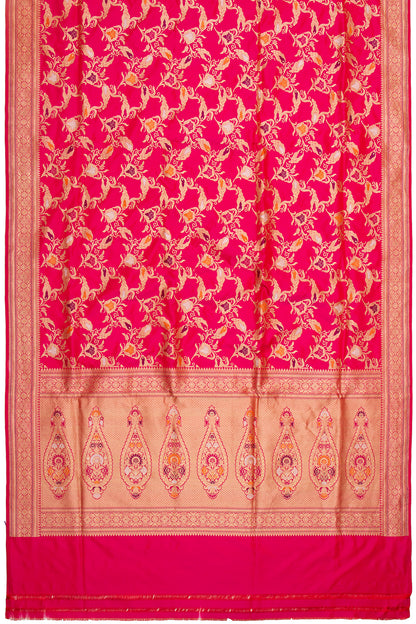 Banarasi Silk Kadwa Jaal Pinkish Red Saree