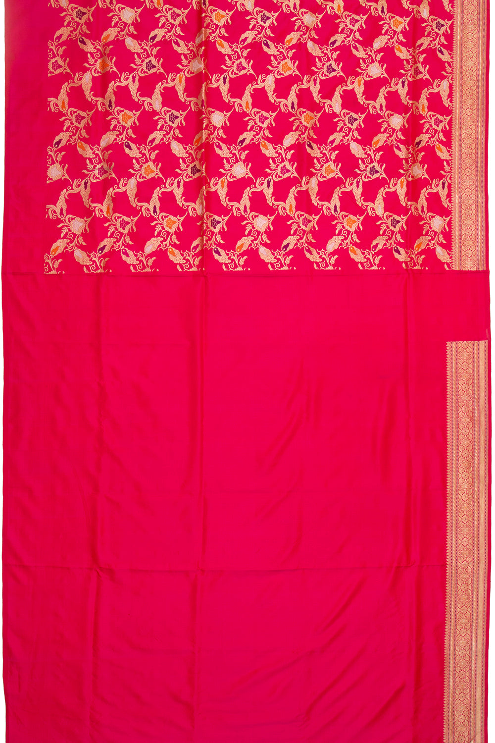Banarasi Silk Kadwa Jaal Pinkish Red Saree