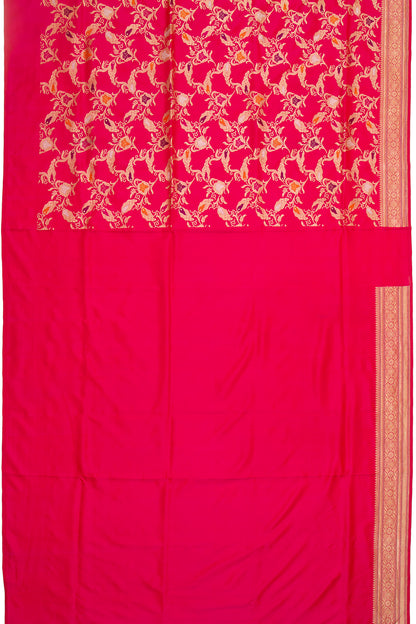 Banarasi Silk Kadwa Jaal Pinkish Red Saree
