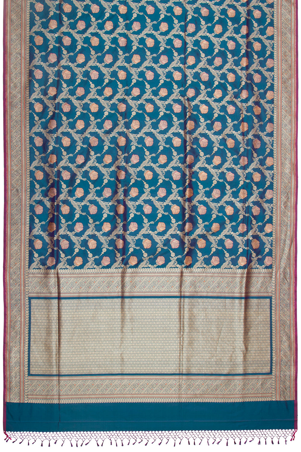 Banarasi Silk Kadwa Jaal Teal Blue Saree