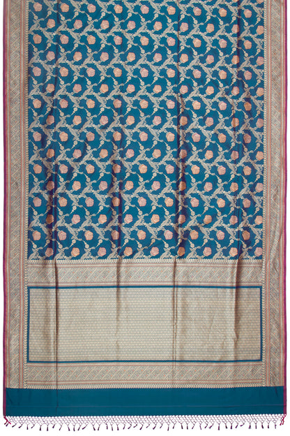 Banarasi Silk Kadwa Jaal Teal Blue Saree