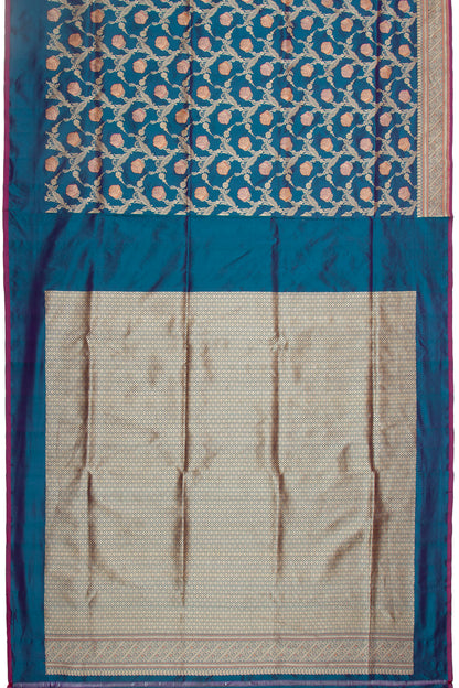 Banarasi Silk Kadwa Jaal Teal Blue Saree