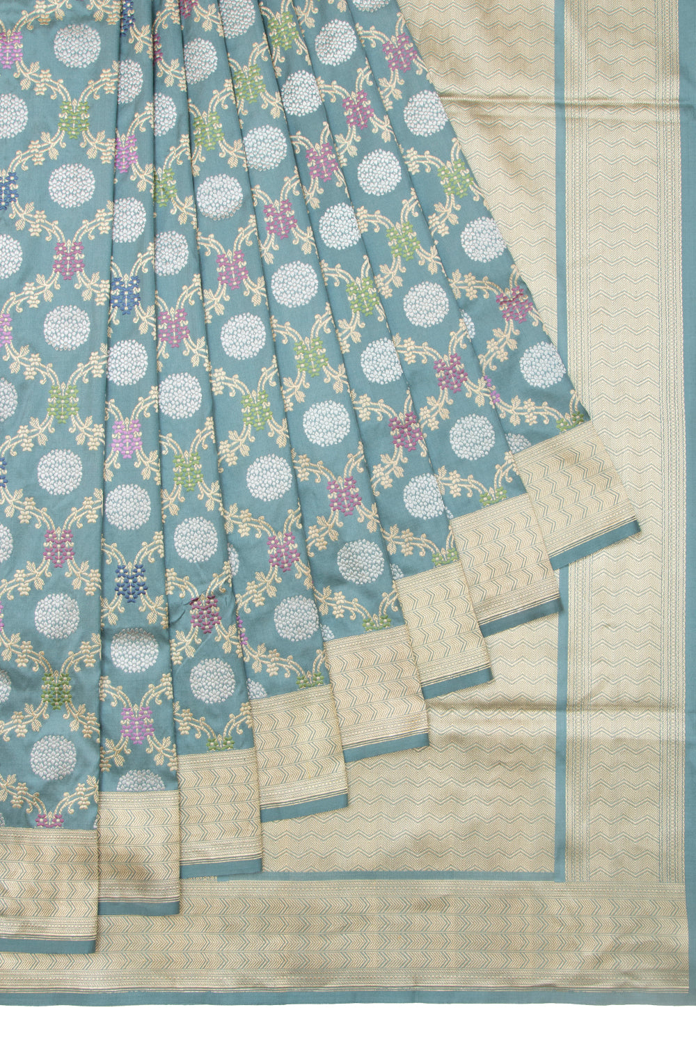 Banarasi Silk Kadwa Jaal Pastel Blue Saree