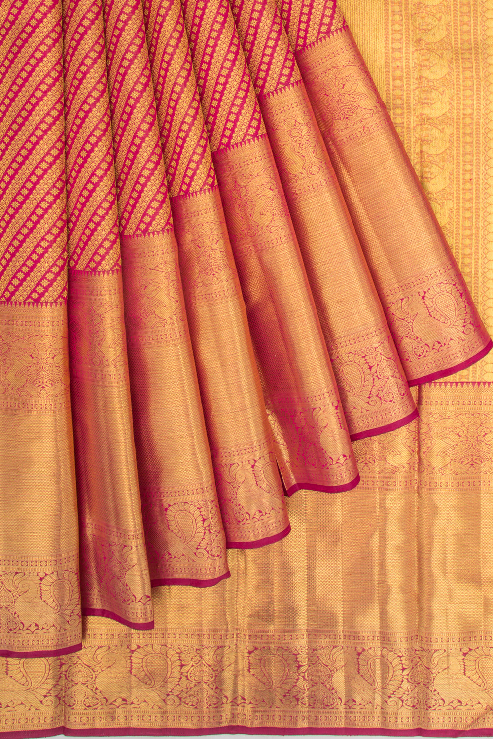Kanchipuram Silk Leheriya Pink Saree