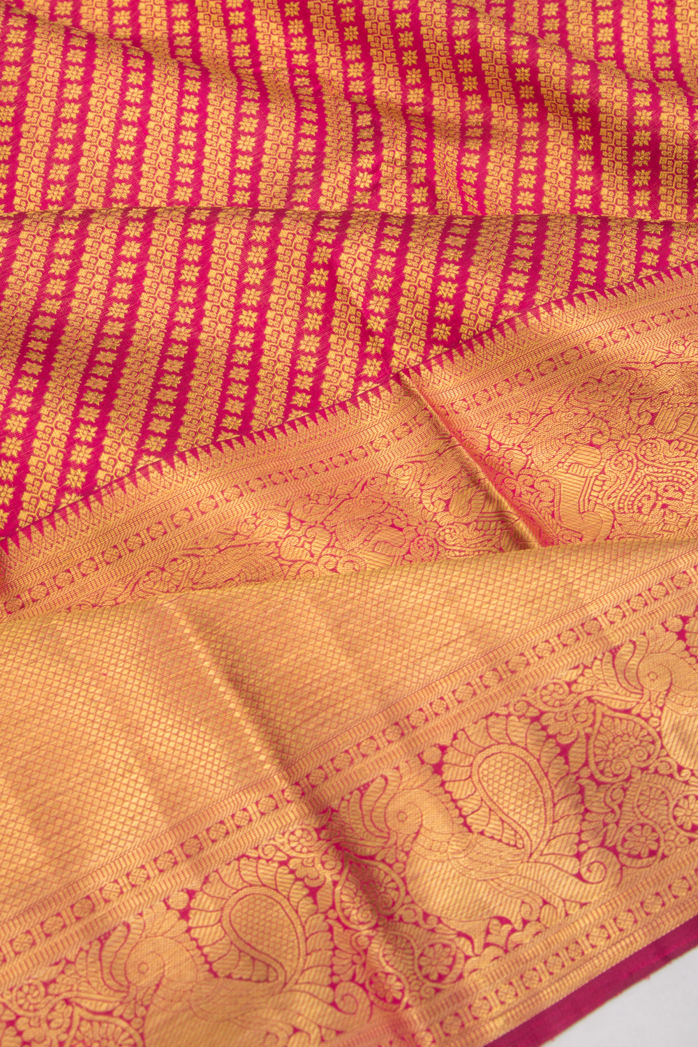 Kanchipuram Silk Leheriya Pink Saree
