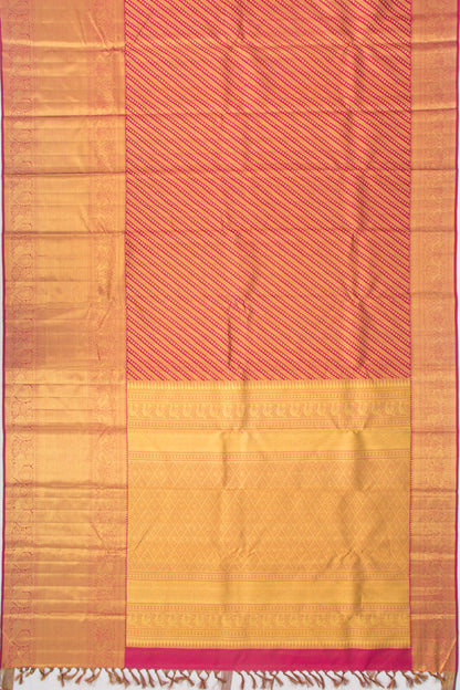 Kanchipuram Silk Leheriya Pink Saree