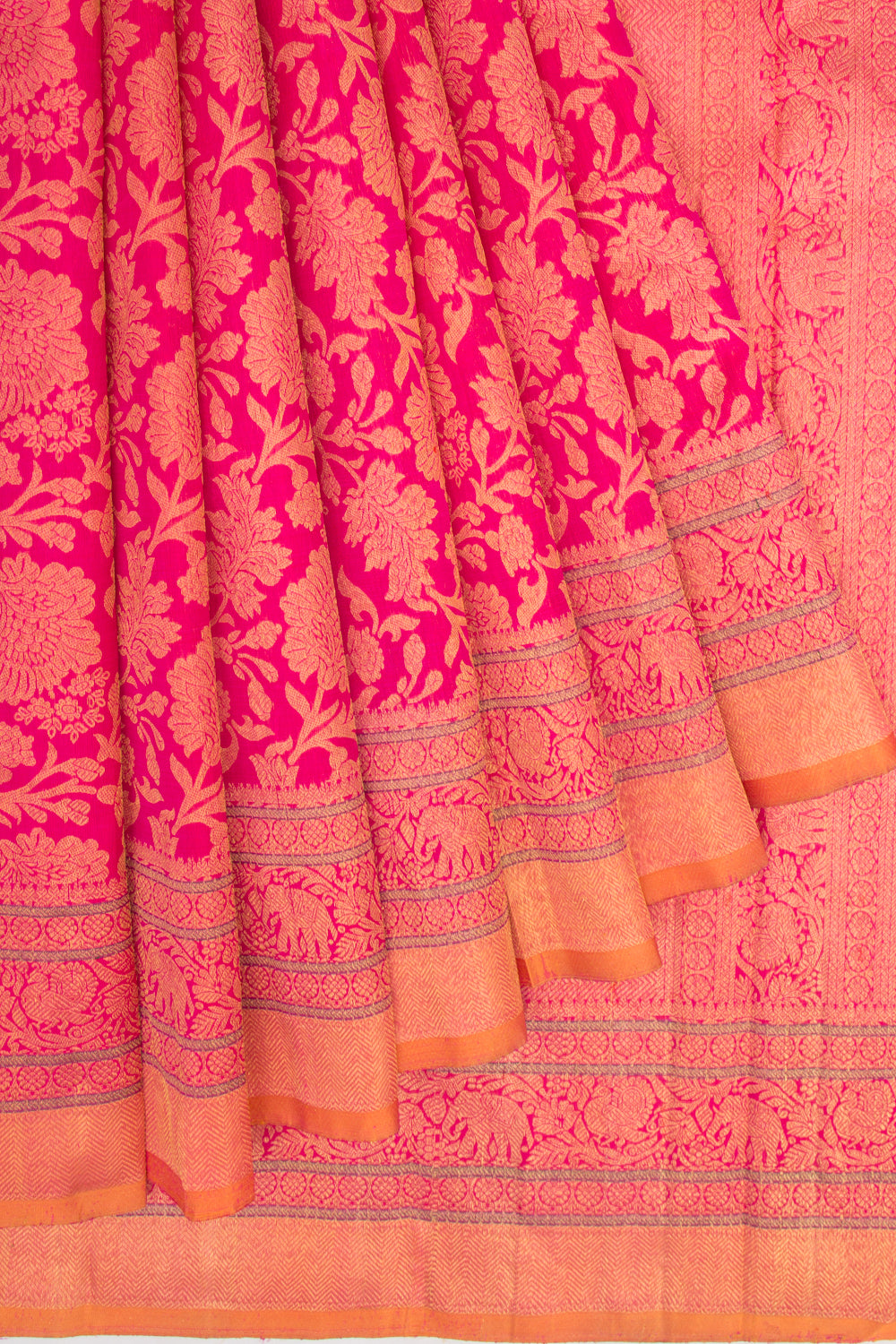 Kanchipuram Silk Jaal Pink Saree