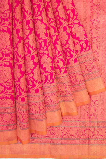 Kanchipuram Silk Jaal Pink Saree