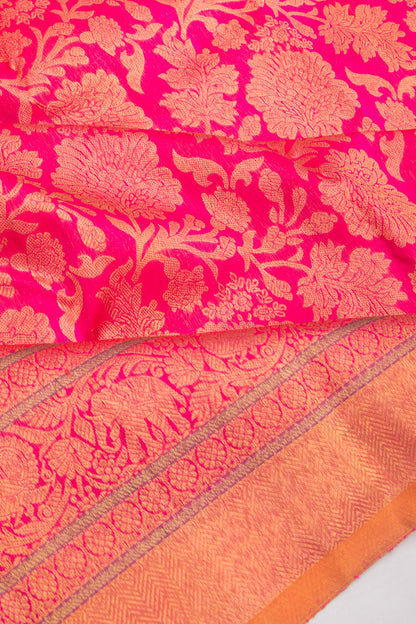 Kanchipuram Silk Jaal Pink Saree