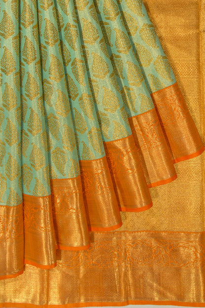 Kanchipuram Silk Tissue Brocade Green Saree