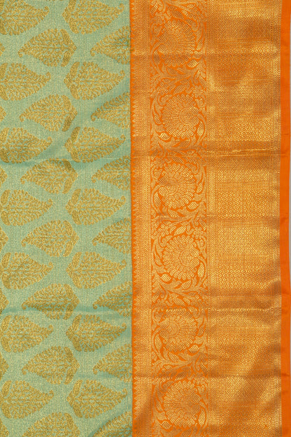 Kanchipuram Silk Tissue Brocade Green Saree-Not Allowed Online