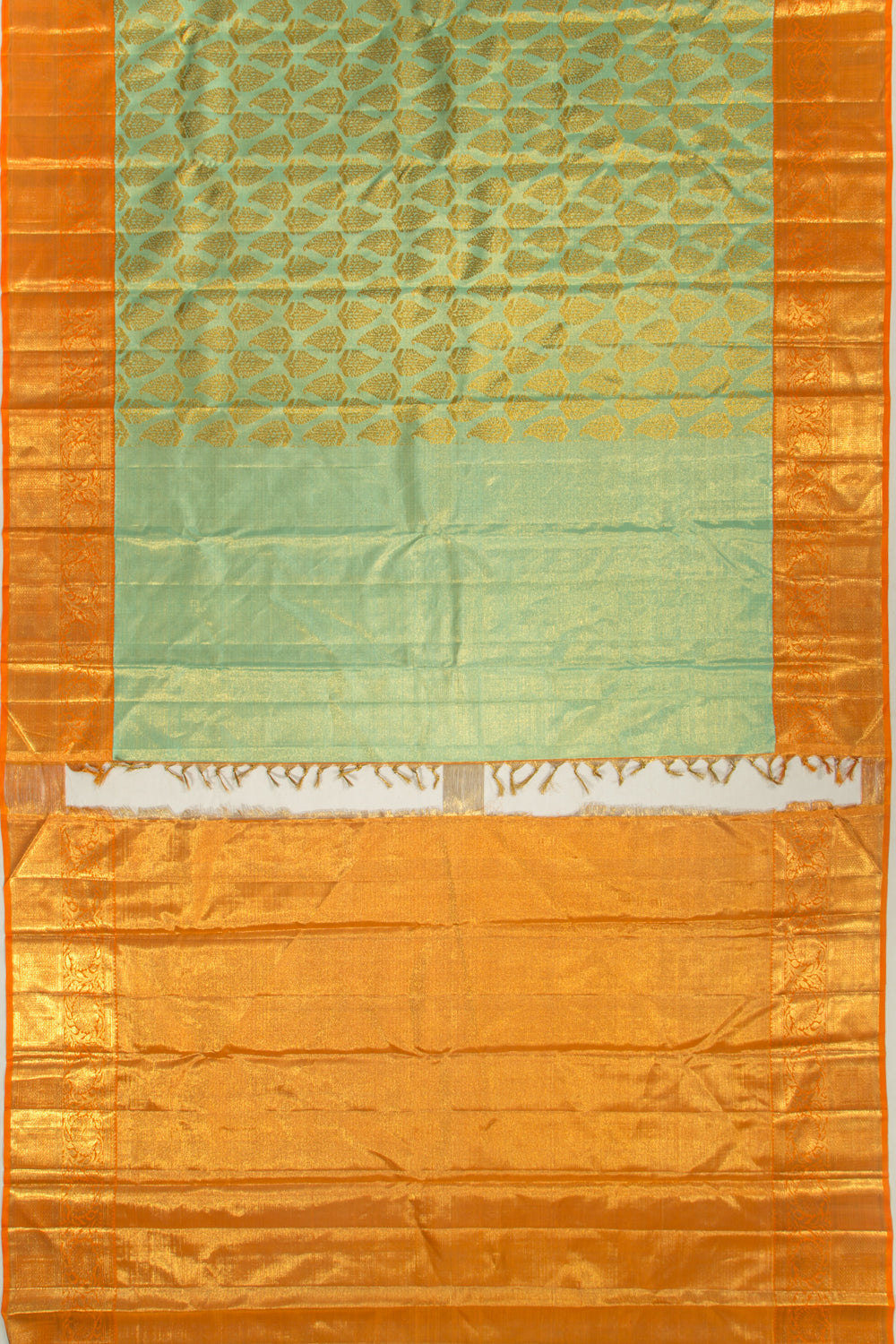 Kanchipuram Silk Tissue Brocade Green Saree-Not Allowed Online