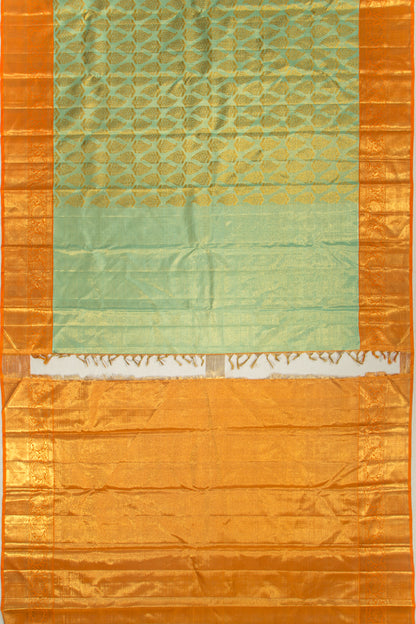 Kanchipuram Silk Tissue Brocade Green Saree-Not Allowed Online