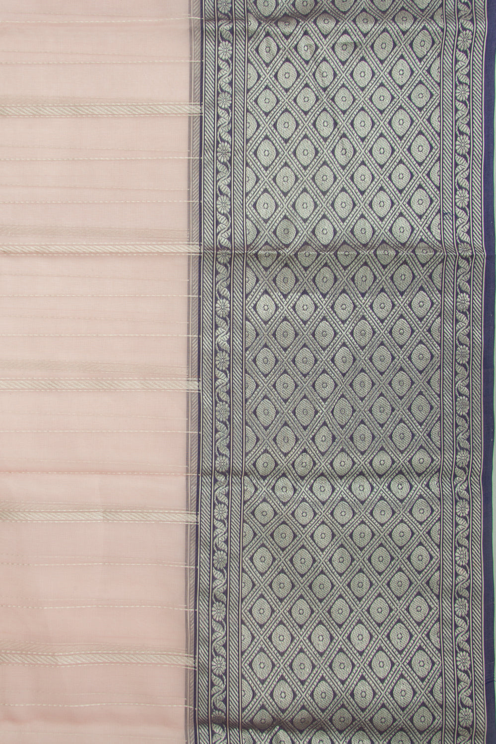 Pure Chanderi Kora Organza Vertical Lines Peach Saree