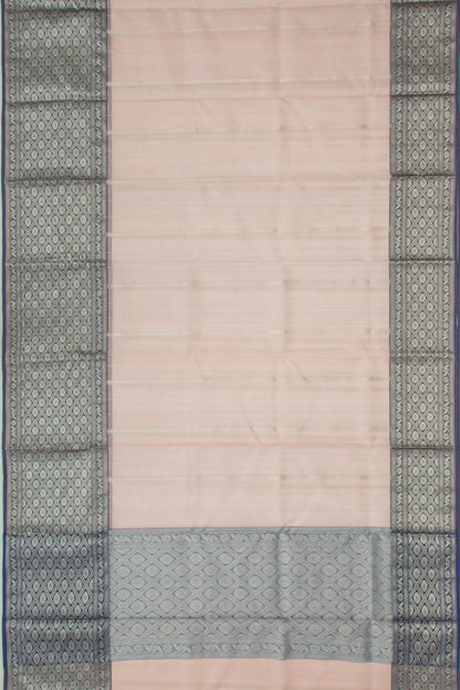 Chanderi Kora Organza Vertical Lines Peach Saree