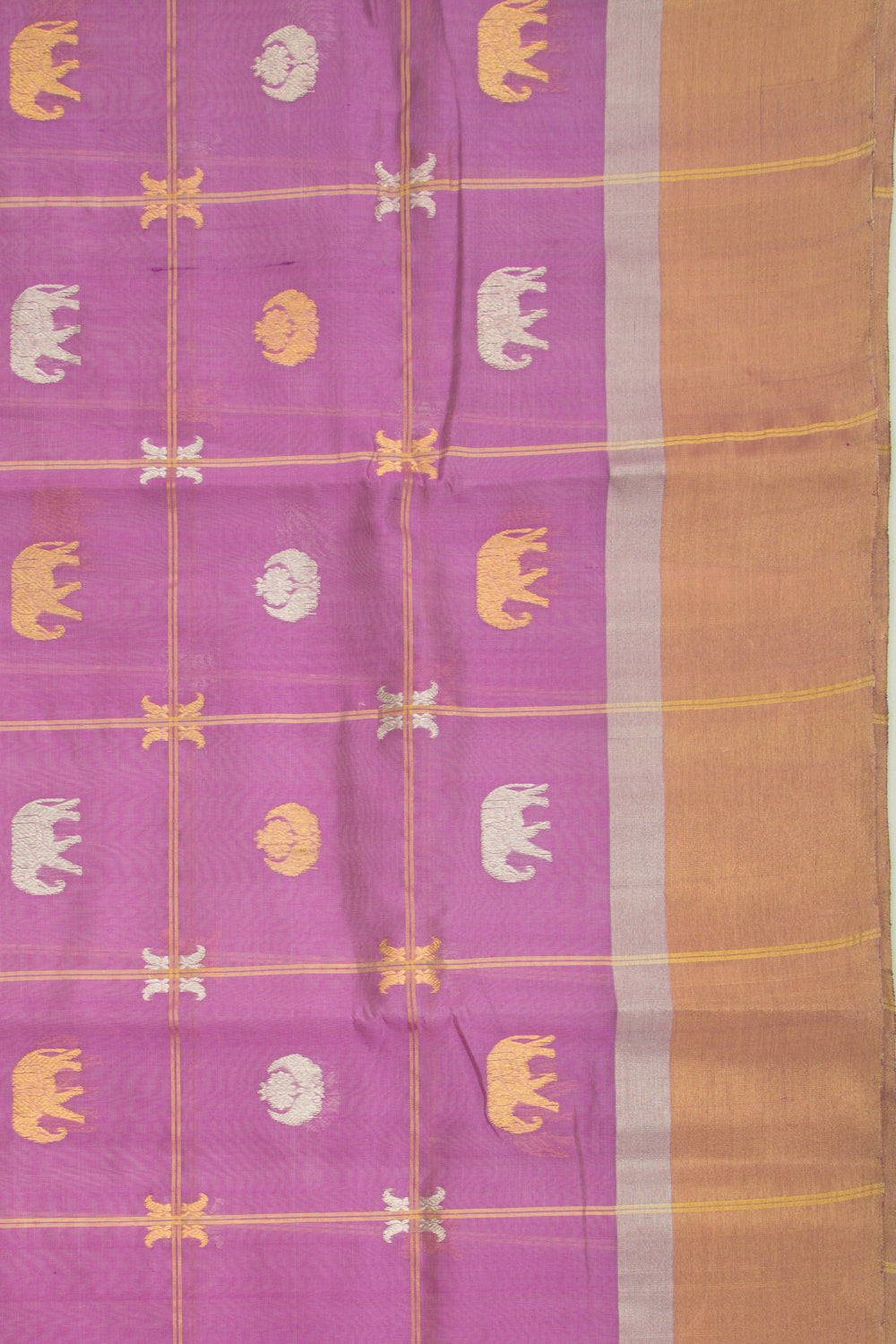 Pure Chanderi Silk Checks And Butta Lavender Saree